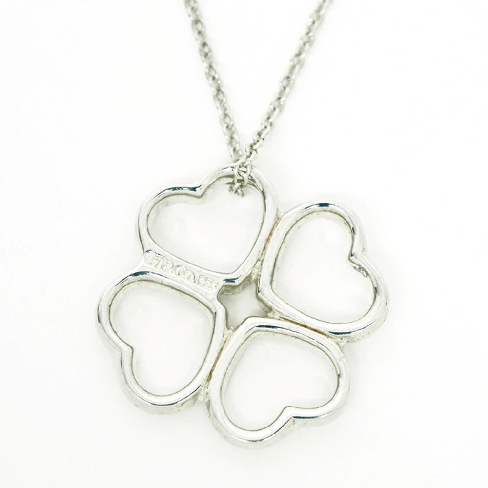 Tiffany Co Pendant Necklace Four Leaf Clover Motif Silver
